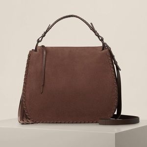Mori Hobo bag in Chocolate brown leather suede